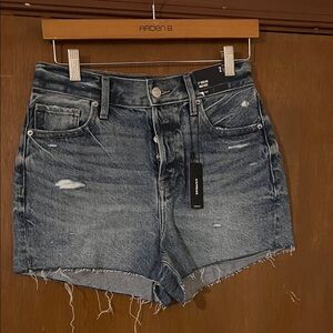 Express Women's Distressed Jean Shorts - Blue